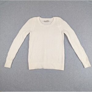 Cream Fisherman Knit Sweater XS Crew Neck Pullover Coastal Cabincore Cottagecore
